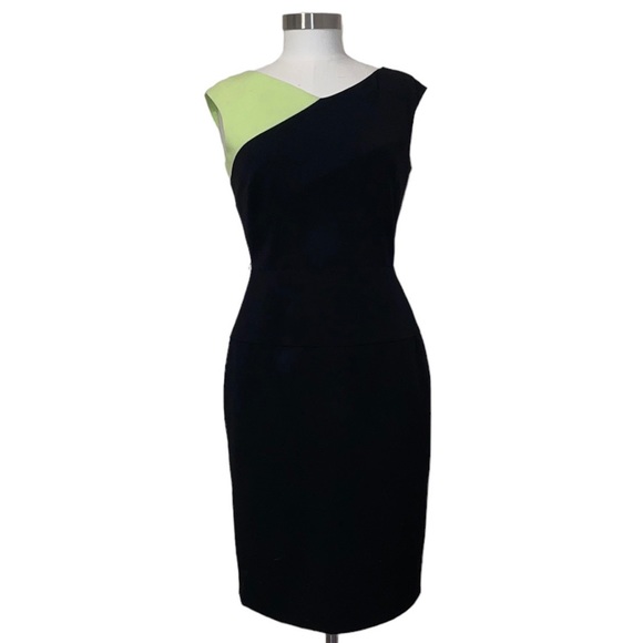 Calvin Klein - Black and Lime Green Dress - Size 4 - Picture 1 of 11